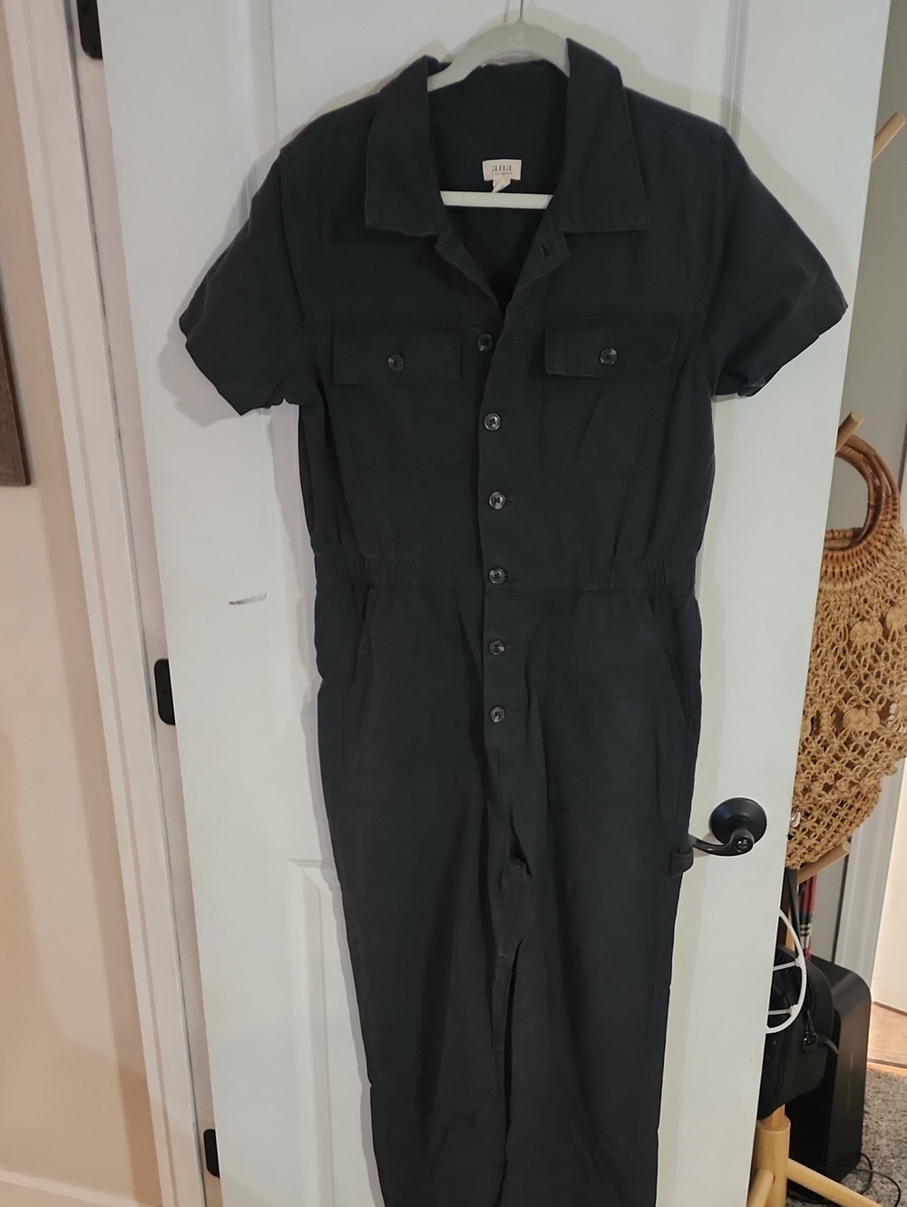 Dark Grey Button Up Utility Jumpsuit